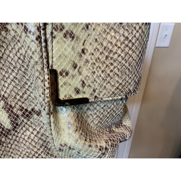 Michael Kors Tan Brown Python Pattern Leather Large Purse Bag - Picture 6 of 9